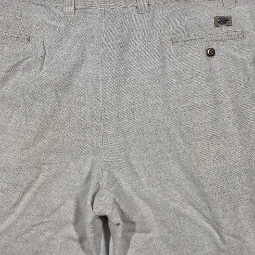 Vintage Dockers Pants Mens 38×29 Linen Trousers Cuffed Tapered Pants Made in USA